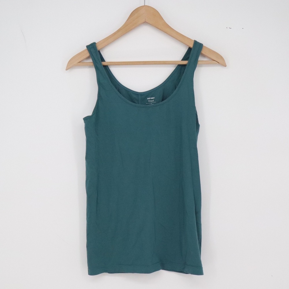 Old Navy Tank Top Womens M Fitted Teal Blue Green Stretch Scoop Neck Excellent